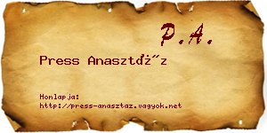 Press Anasztáz névjegykártya